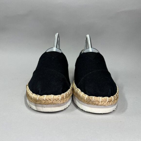 Toms Women's Size 8 Alpargata Platform Espadrille Black Canvas Flats - Picture 2 of 12